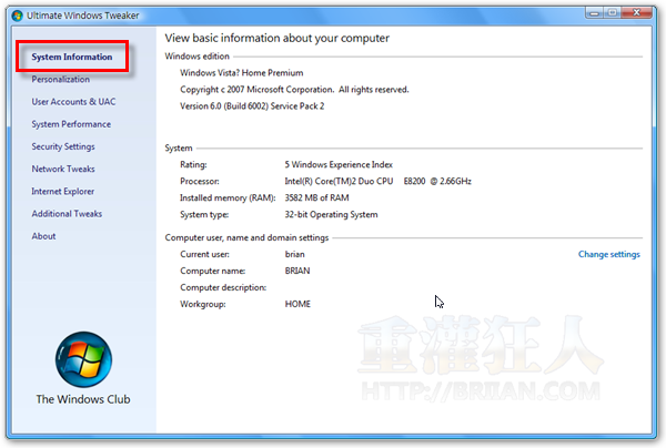 1-Ultimate Windows Tweaker 支援Vista與Win7的系統調校軟體