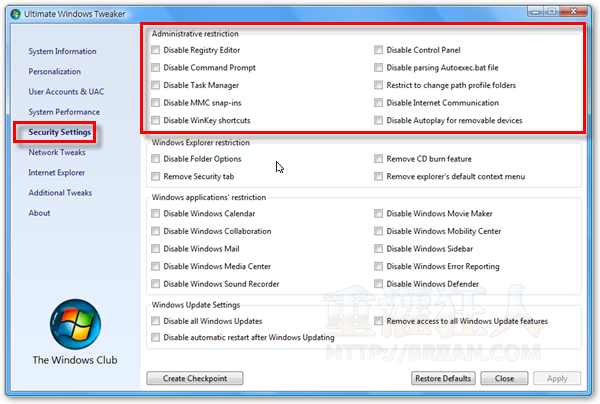 4-Ultimate Windows Tweaker 支援Vista與Win7的系統調校軟體