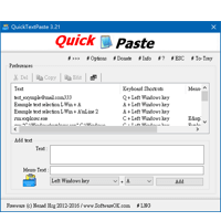 QuickTextPaste v5.41用快速鍵貼上：常用文字、地址電話、特殊符號、執行程式指令…