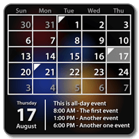「Calendar Widget」與 Google 日曆同步的桌面小工具，可顯示事件列表（Android）