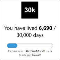 「30k」生命天數倒數計時器，提醒你珍惜每一天！