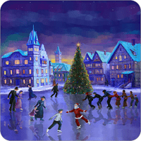 超應景！「聖誕溜冰場動態壁紙」就像走入夢幻的童話故事場景，多款背景、人物可選擇！