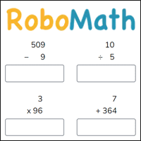 「RoboMath」數學四則運算練習工具，可隨機生成試題進行線上測驗！