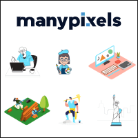 ManyPixles 超過 2,500 張免版稅 SVG、PNG 插圖，即按即載、每週更新！